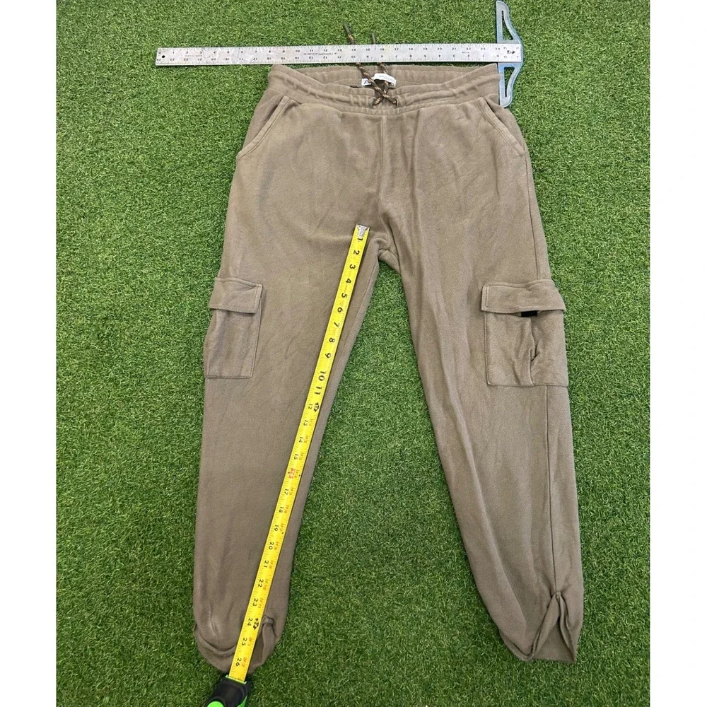 Zara Man Cargo Joggers Olive Taupe Textured Drawstring Pants XL